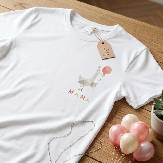 コーラルグースバルーンママの女性の1歳の誕生日パーティー Tシャツ