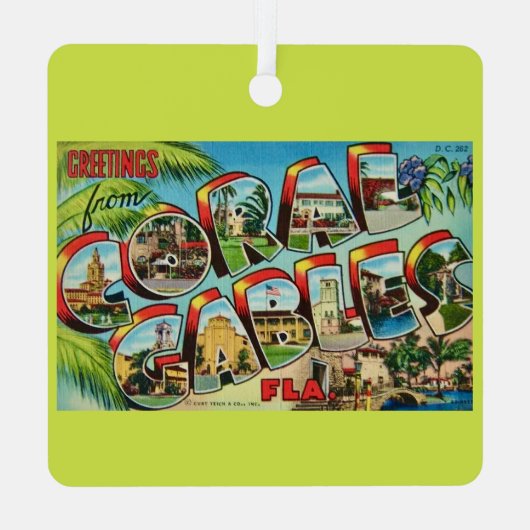 コーラルゲーブルズフロリダグリーティング メタルオーナメント (裏面)