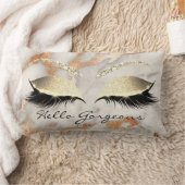 コーラルコッパー大理石メイクアップまぶしバラゴージャス ランバークッション (ブランケット)