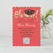 コーラルゴールデン紙吹雪卒業パーティーQRコード 招待状 (スタンド正面)