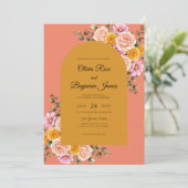 コーラルゴールドの花嫁衣裳 招待状 (スタンド正面)