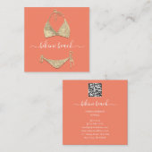コーラルゴールドビキニランジェリービーチ衣装下着 スクエア名刺 (正面/裏面)