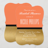 コーラルゴールド&ブラック モダングラムチック インビテーション (正面/裏面)