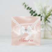 コーラルサテンエレガントルックスウィート16バースデーパーティー 招待状 (スタンド正面)