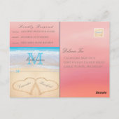 コーラルサンセットオータムビーチ結婚式RSVP ポストカード (裏面)