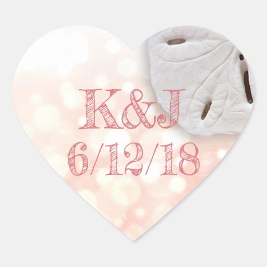 コーラルサンドドルシーサイド結婚式用シール ハートシール (正面)