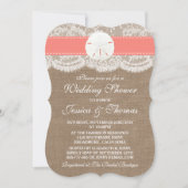 コーラルサンドドルビーチ結婚式シャワー 招待状 (正面)