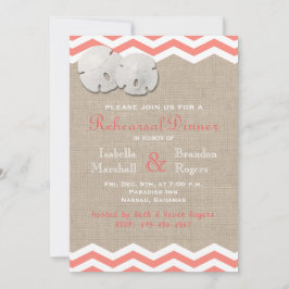 コーラルサンドドル&シェブロンリハーサルディナー 招待状