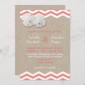 コーラルサンドドル&シェブロン結婚式招待状 招待状 (正面/裏面)