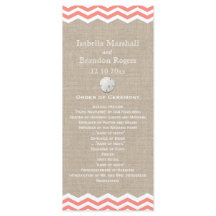 コーラルサンドドル&シェブロン結婚式 プログラム