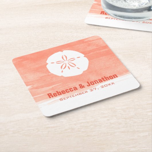 コーラルサンドドル スクエアペーパーコースター (アングル)