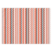 コーラルサーモンオレンジターコイズ波形ジグザグパターン テーブルクロス (正面(横))