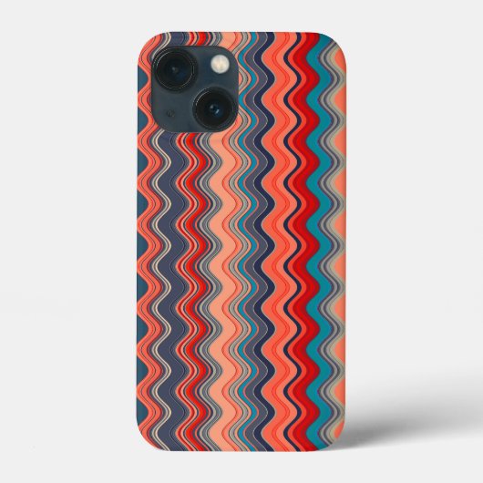 コーラルサーモンオレンジブルー波ジグザグ模様 Case-Mate iPhoneケース (裏面)