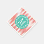 コーラルシェブロンジグザグモノグラム スタンダードカクテルナプキン (角)