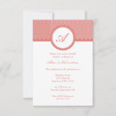 コーラルシェブロンモノグラムブライダルシャワー招待 招待状 (正面)