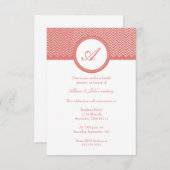 コーラルシェブロンモノグラムブライダルシャワー招待 招待状 (正面/裏面)