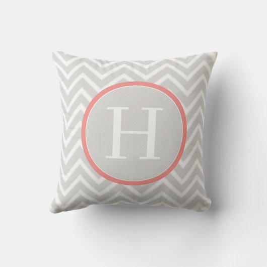 コーラルシェブロンモノグラム装飾用クッション クッション (裏面)