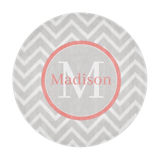 コーラルシェブロンモノグラム カッティングボード (正面)