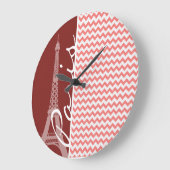 コーラルシェブロン模様;パリ ラージ壁時計 (傾斜)