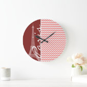 コーラルシェブロン模様;パリ ラージ壁時計 (ホーム)