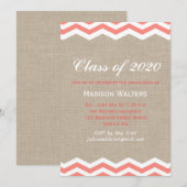 コーラルシェブロン バルマップ 卒業招待状 招待状 (正面/裏面)