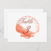コーラルシェルビーチ結婚式テーブル番号カード ポストカード (正面/裏面)