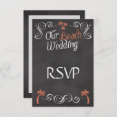 コーラルシャルボードスクリプトビーチ結婚式 出欠カード (正面/裏面)
