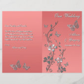 コーラルシルバーグレーバタフライフローラ結婚式 プログラム (正面)