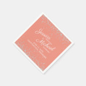 コーラルシルバーホワイトグリッターウェディングレセプション スタンダードカクテルナプキン (角)