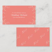 コーラルシンプルエレガントなウェディングウェブサイトカード エンクロージャーカード (正面/裏面)