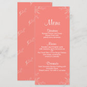 コーラルシンプルエレガントフローラ結婚のメニュー メニュー (正面/裏面)