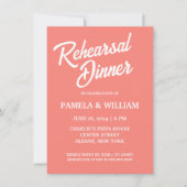 コーラルシンプルスタイル結婚ズリハーサルディナー 招待状 (正面)