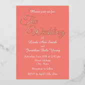 コーラルシンプルスタイル結婚ズ 箔招待状 (正面)