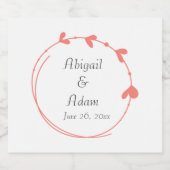 コーラルシンプルハートリース結婚ズ スパークリングワインラベル (シングルラベル)