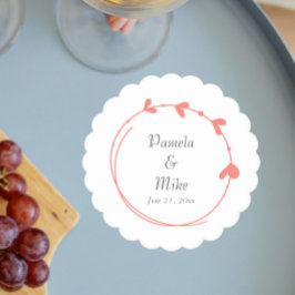 コーラルシンプルハートリース結婚ズ ペーパーコースター