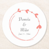 コーラルシンプルハートリース結婚ズ ペーパーコースター (正面)
