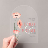 コーラルシンプルフラワーズ結婚アクリル招待状 アクリル招待状 (インサイチュ (ポータブル))