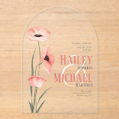 コーラルシンプルフラワーズ結婚アクリル招待状 アクリル招待状 (正面)