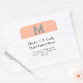 コーラルシンプルモノグラム住所 シールV28 スクエアシール (封筒)