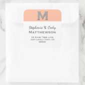 コーラルシンプルモノグラム住所 シールV28 スクエアシール (バッグ)