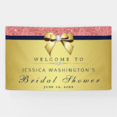 コーラルシークインネイビー金ゴールドダイアモンボウブライダルシャワー 横断幕 (横)