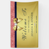 コーラルシークインネイビー金ゴールドボウ結婚ズ 横断幕 (縦)