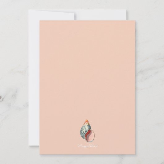 コーラルシーシェルベビーシャワーガールボーイ 招待状 (裏面)