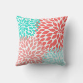 コーラルシーフォーティール(緑がかった色)ダリアモダンフローラデコール クッション (裏面)