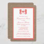 コーラルシーホースオンバーラップビーチ婚約シャワー 招待状 (正面/裏面)