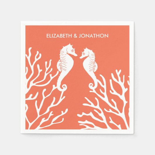 コーラルシーホース スタンダードカクテルナプキン (正面)