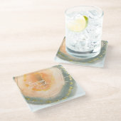 コーラルジオデザートハンドウォーター結婚カラー ガラスコースター (アングル)