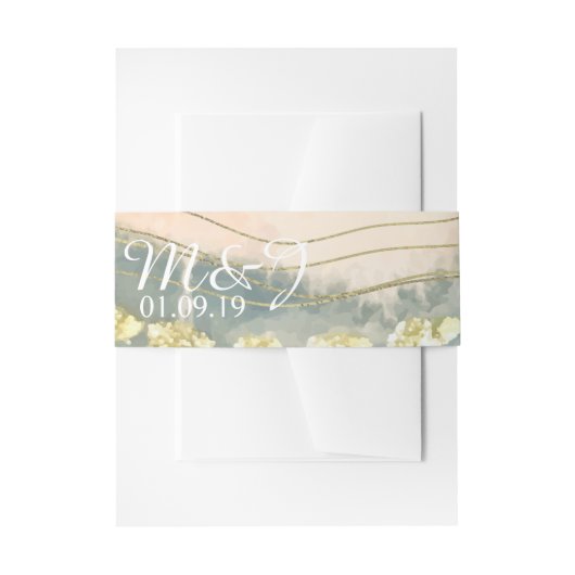 コーラルジオデザートハンドウォーター結婚カラー 招待状ベリーバンド (正面例)