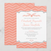 コーラルジグザグの結婚式招待状 招待状 (正面/裏面)