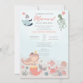 コーラルスイートリトルマーメイドシーガールベビー散水 招待状 (正面)